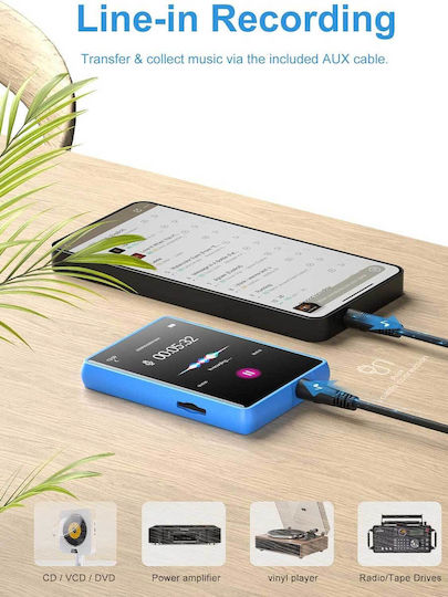 MECHEN M3 MP3 Player (32GB) with TFT Touch Screen 2.4" Blue