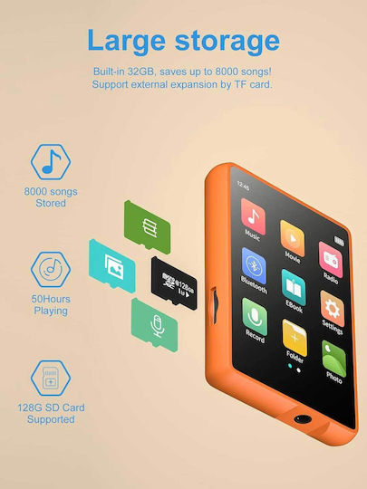 MECHEN M3 MP3 Player (32GB) cu ecran tactil TFT 2.4" Portocaliu