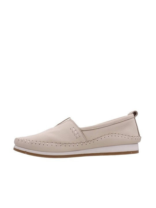 Дамски Slip-On Кожени Бежови