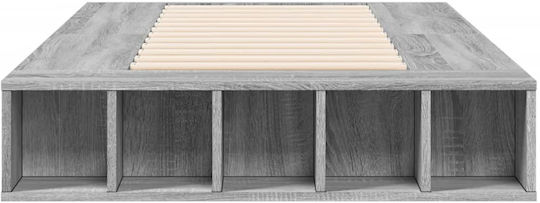 Single Bed Frame Wooden Grey Sonoma with Slats for Mattress 75x190cm