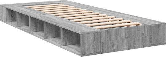 Single Bed Frame Wooden Grey Sonoma with Slats for Mattress 75x190cm