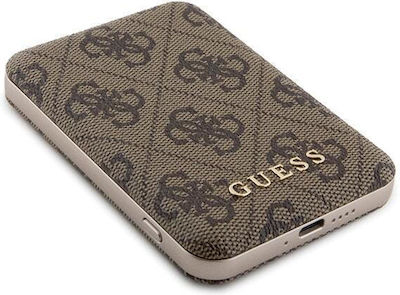 Guess Gubpm5p15x4gemgw Set for iPhone 15 Pro Max 6.7" Hard Case + Powerbank 5000mAh Magsafe Metal Logo 4G Brown