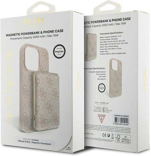GUESS IPhone 15 Pro Max Case – 6.7 Inch Grey Hard Case With Big Metal Logo, GUHCP15X4GMGGR