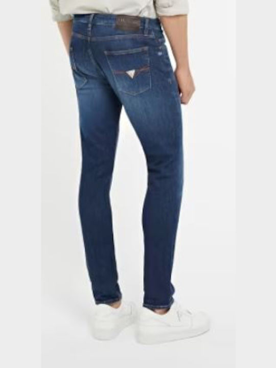 Guess Pantaloni de Bărbați din Jean în Croială Skinny Albastru marin