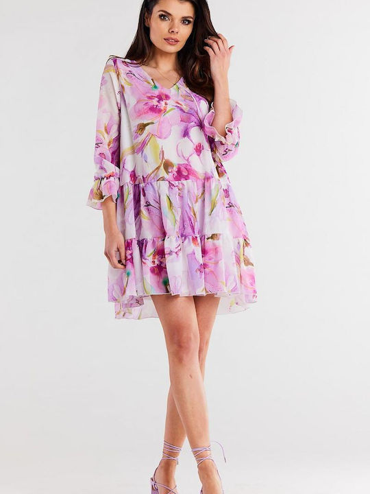 Awama Dress with Ruffle Violet