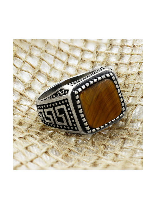 Men's Ring Silver 925° Tiger Eye P-70805