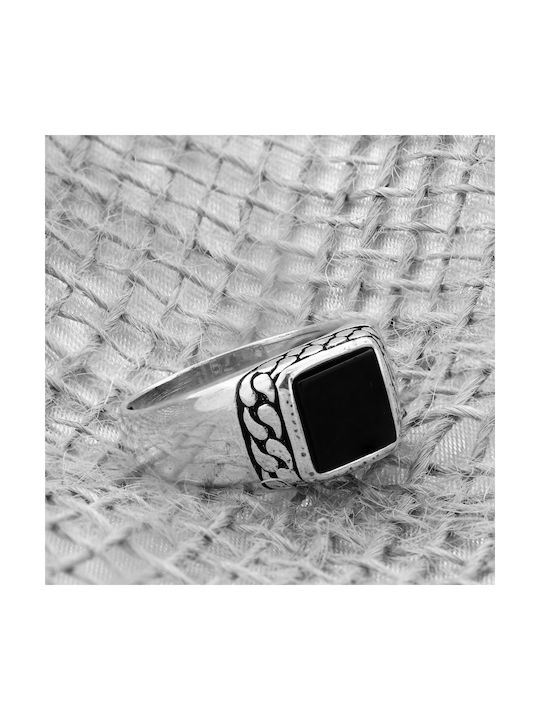 Men's Ring Silver 925° Black Onyx P-71260