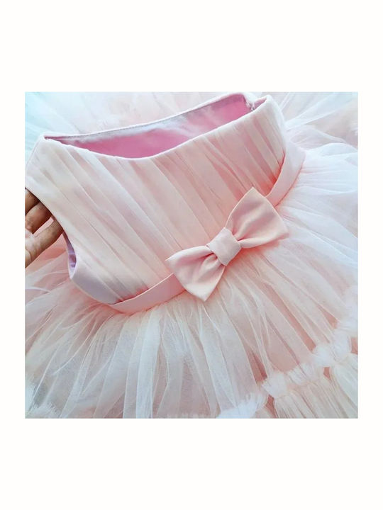 Children's Dress Short Sleeve Tulle Soft Pink