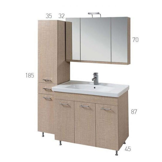 Mabo Apia 120 Шкаф със Мивка & Огледало със светлина Laminate