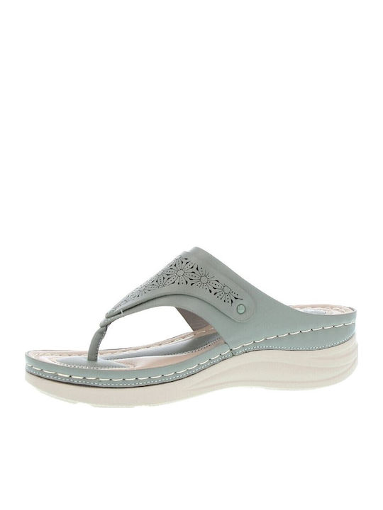 Leather Women's Flat Sandals in Gray Color