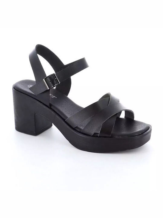 B-Soft Anatomic Platform Women's Sandals Black with Medium Heel