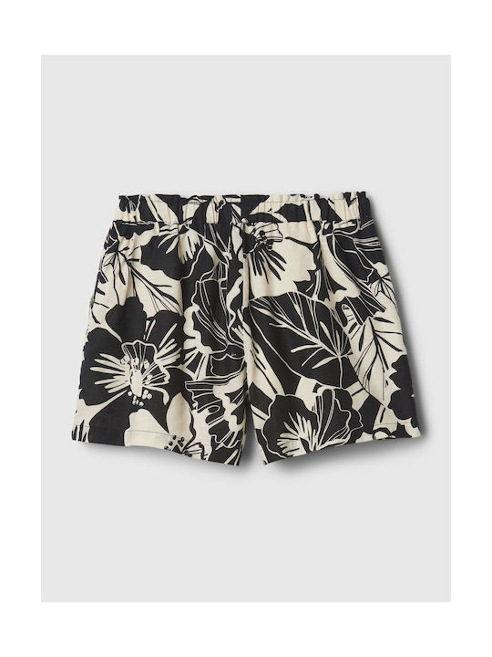 GAP Șort/Bermude pentru copii din material textil Pull-on negru alb floral