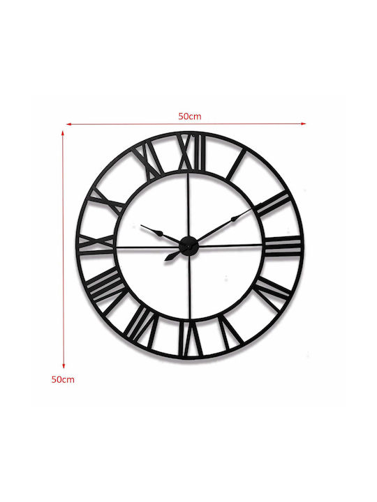 3D Leise Antikes Wanduhr Schwarz Ø50cm