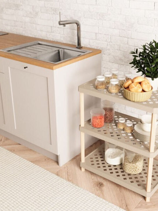FixWood Boden Badezimmerregal Hölzernes 37.5x60x80cm Beige