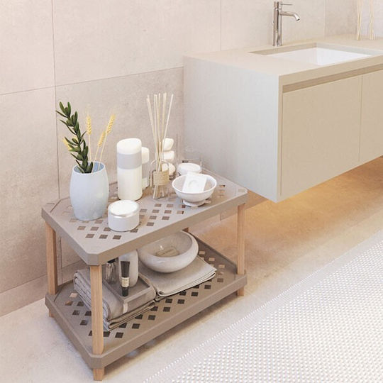 FixWood Boden Badezimmerregal Hölzernes 37.5x60x45cm Beige