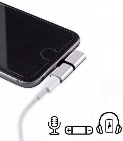 2in1 Lighting Adapter Hf Audio Charging Kompatibel mit iPhone 2 X Lighting 5V/2A 48kHz/24-Bit Silber