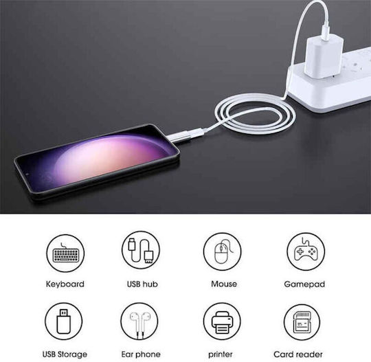 Adaptor de încărcare rapidă tip Lightning Type-c redare muzică transfer de date 5a argintiu