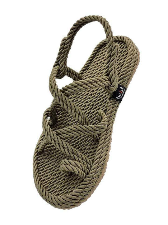 Flache Sandalen für Damen in Grün Farbe