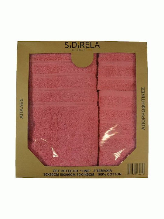 Sidirela 3pc Bath Towel Set Pink