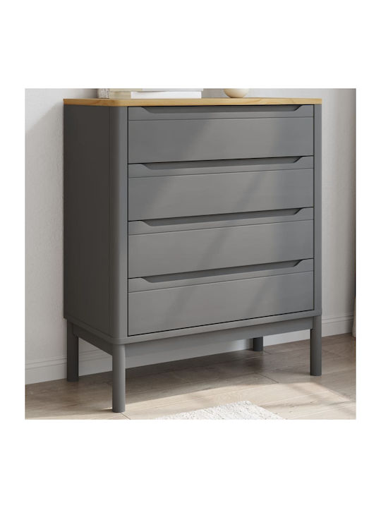 Sideboard made of Solid Wood with Drawers Grey 76.5x39x90.5cm