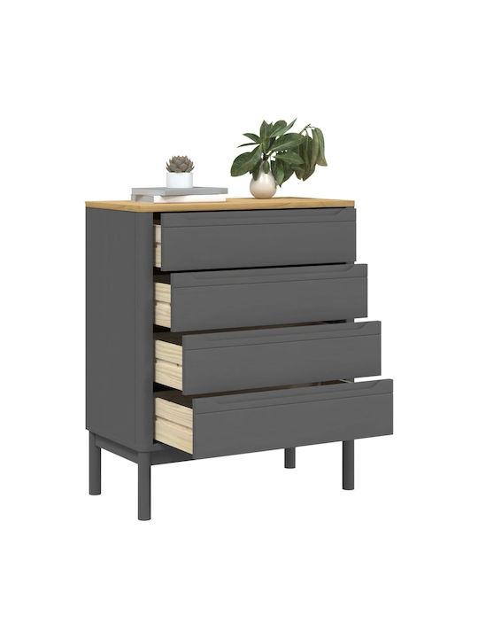 Sideboard made of Solid Wood with Drawers Grey 76.5x39x90.5cm