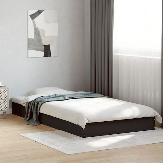 Bed Base Single made of Wood Black 90x190cm.