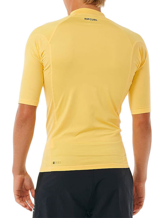 Rip Curl Waves Men's Short Sleeve Sun Protection Shirt Yellow