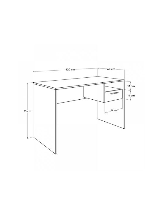 Schreibtisch Concept Holz Charcoal 120x60x75cm
