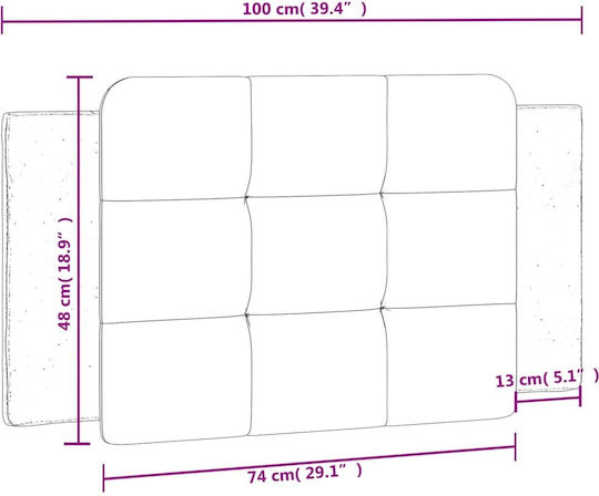vidaXL Headboard Cushion with Leather White Black 100x48cm