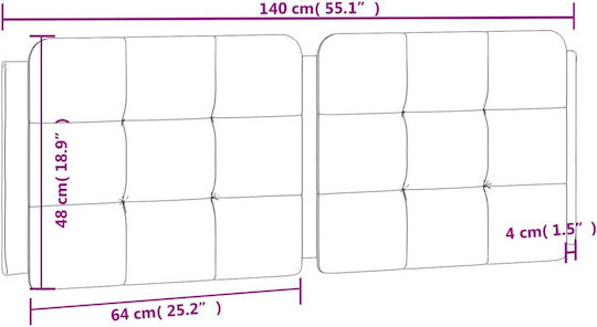 vidaXL Leather Headboard Cushion Black/White 140x48cm