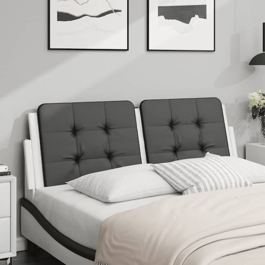 vidaXL Leather Headboard Cushion Black/White 140x48cm