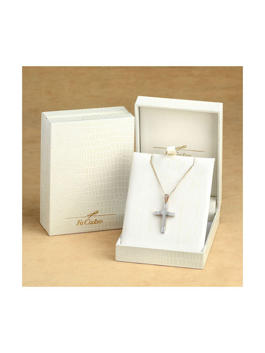 Fa Cad'oro Damen Weißgold Kreuz 9K mit Kette