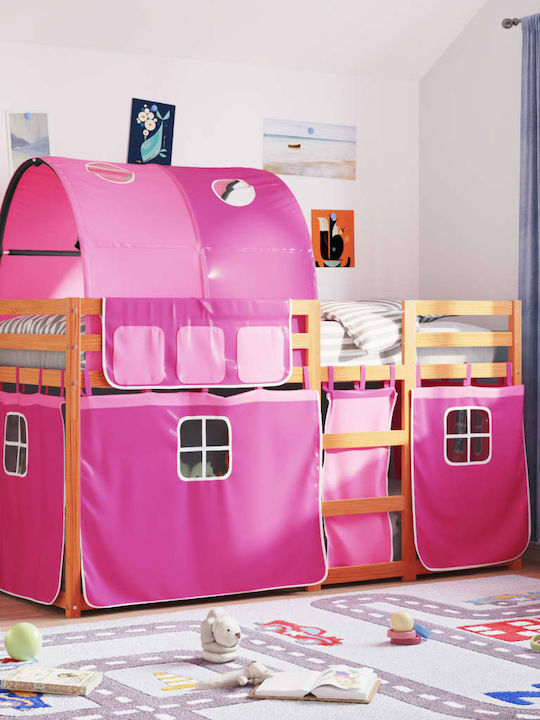 Kids Bed Loft Bed Single Pink for Mattress 80x200cm