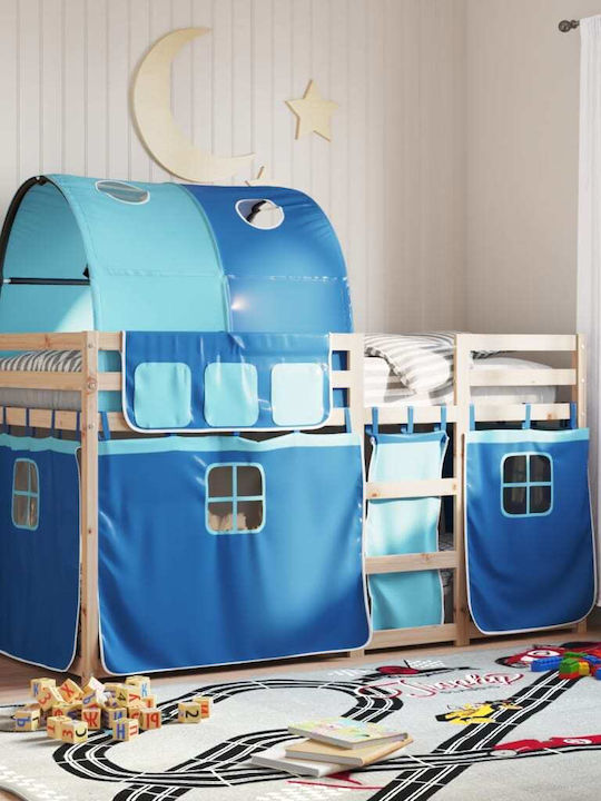 Kinderbett Hochbett Einzeln Blau für Matratze 90x190cm