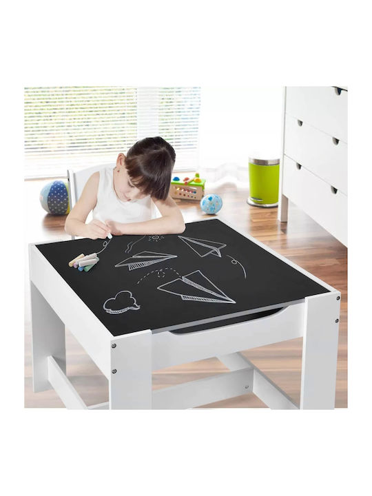Kids Table Set with White Wooden Chairs