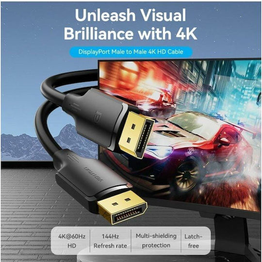 Vention Cable DisplayPort male - DisplayPort male 2m Μαύρο