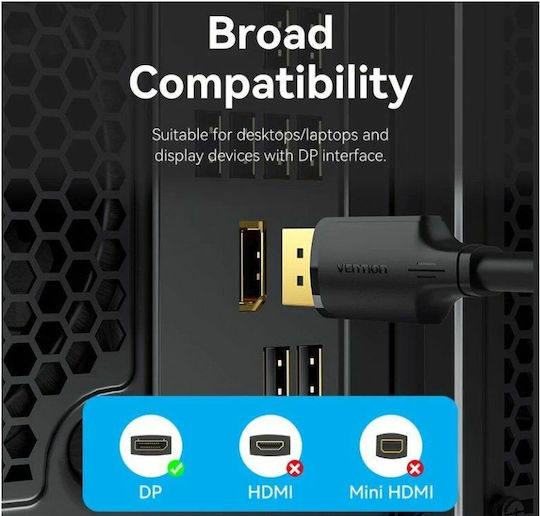 Vention Cable DisplayPort male - DisplayPort male 1m Μαύρο (HAKBF)