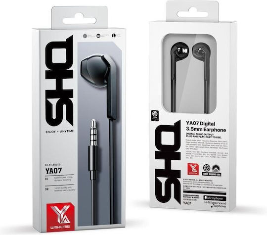 WK YA07 In-ear Handsfree Headphones with Connector 3.5mm Black