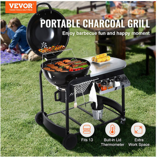 Vevor Grătar Cu Cărbune Cazan Cu Capac Și Termometru 109x109cm