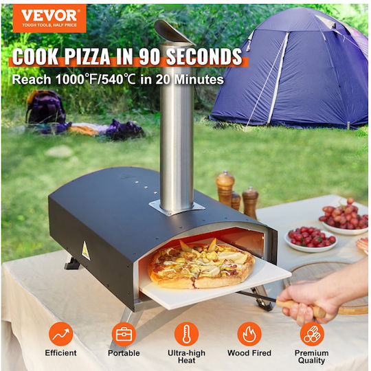Vevor Pizza Oven Wood 54x41x69cm Black