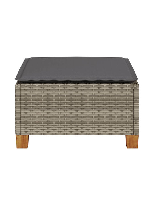 Garden Stool Cube Outdoor Rattan with Grey Cushion 63.5x56x32cm