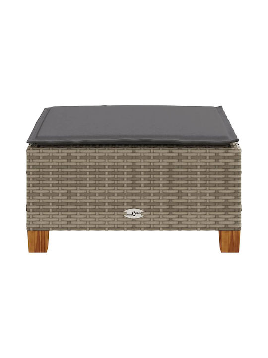 Garden Stool Cube Outdoor Rattan with Grey Cushion 63.5x56x32cm