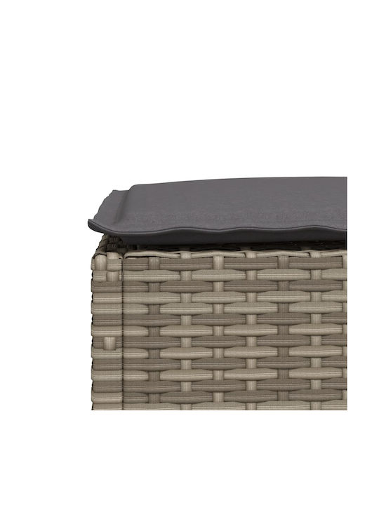 Garden Stool Cube Outdoor Rattan with Grey Cushion 63.5x56x32cm