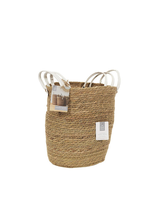 The Home Deco Factory Set of Decorative Baskets Plastic with Handles Brown 3pcs