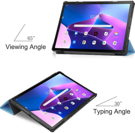 Lenovo Tab M10 Plus 10.6 3. Generation 2022 Custer Textur 3-fach Halter Smart Leder Tablet Hülle Himmelblau