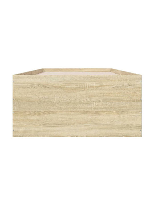 Suport Pat Single Din Lemn Bej Cu Plăci Pentru Saltea 100x200cm