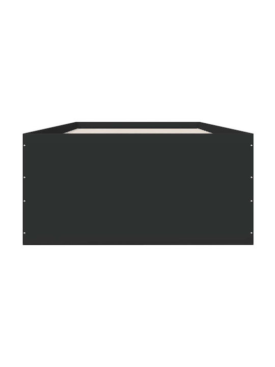 Single Wooden Black Bed Base with Slats for Mattress 100x200cm