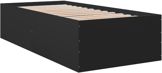 Einzelbett Unterlage Holz Schwarz mit Lattenrost für Matratze 100x200cm