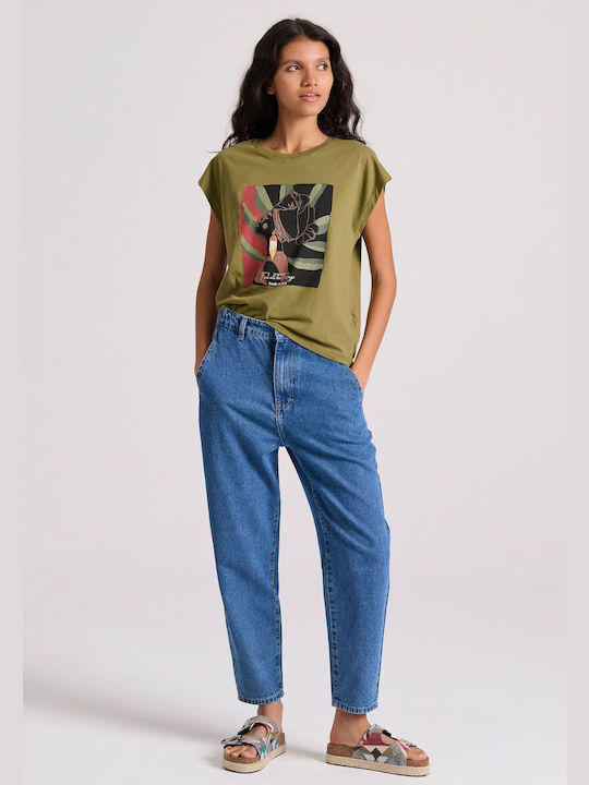 Funky Buddha Feminin Tricou Kaki