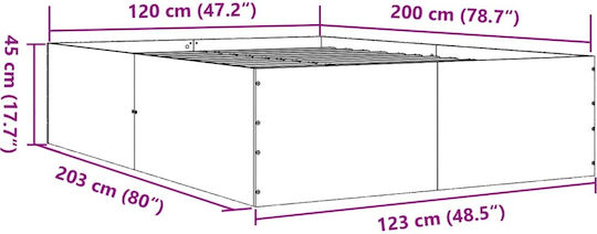 Кинг Сайз Легло Дървено Бяло с Дъски Подходящо за Матрак 200x200см